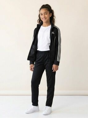 Adidas Track Jacket Full Zip Black Holographic Shimmer size 10-12Y